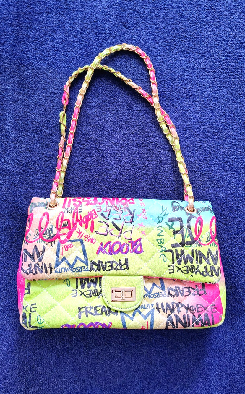 Caleesa Funky Graffiti Shoulder Bag Trendy Y2K